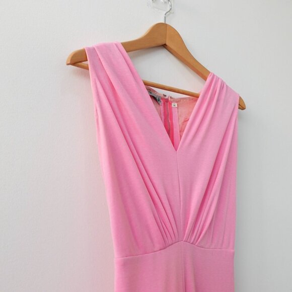 FENWICK Dress 10‎ Pink V Neck Jumpsuit Small Relaxed Stretch Simple Barbiecore - Picture 10 of 14